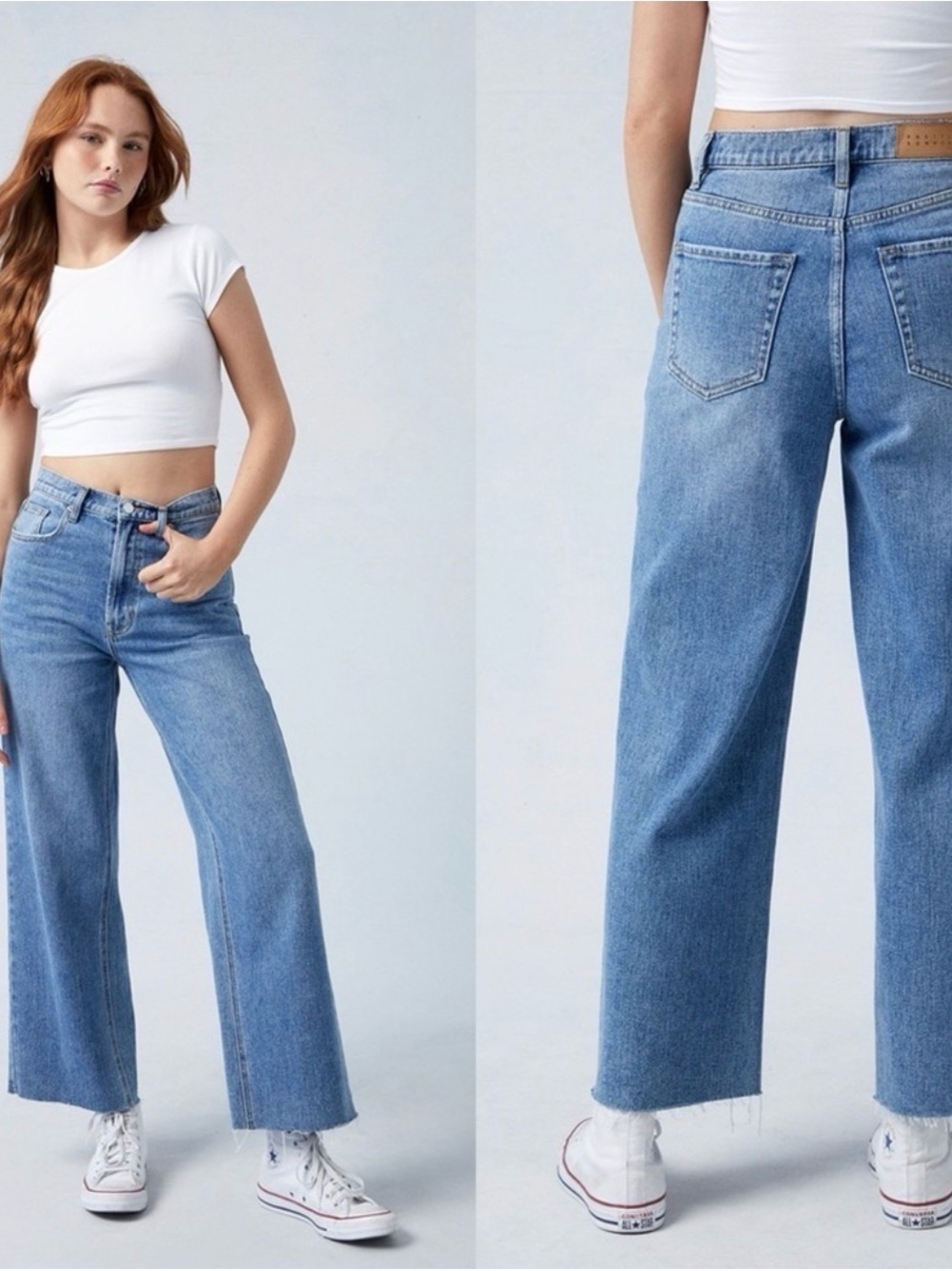 PACSUN Cropped Wide Leg Jeans